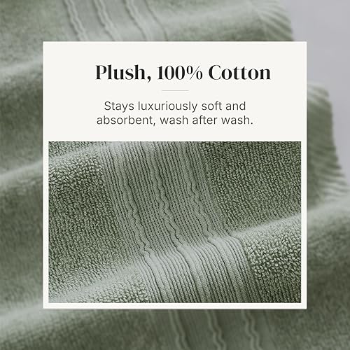 Image of Modern Threads 6 Piece Bath Towel Set - Bathroom Set with 2 Bath Towels, 2 Hand Towels, and 2 Wash Cloths - 100% Cotton, Super Absorbent & Extra Soft - Reversible Floral Trail (Sage Green)