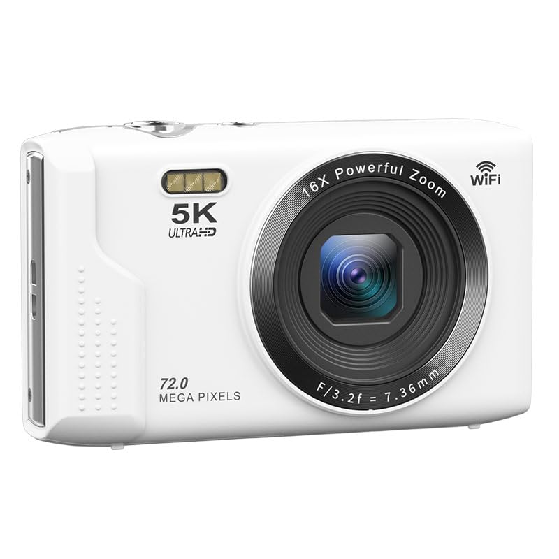 PUSOKEI 5K 72MP Digital Camera with 16x Optical Zoom & AF Auto Focus, WiFi Vlogging Camera for Photography - Compact TravelCamera, Webcam for Content Creators (White)-image-46