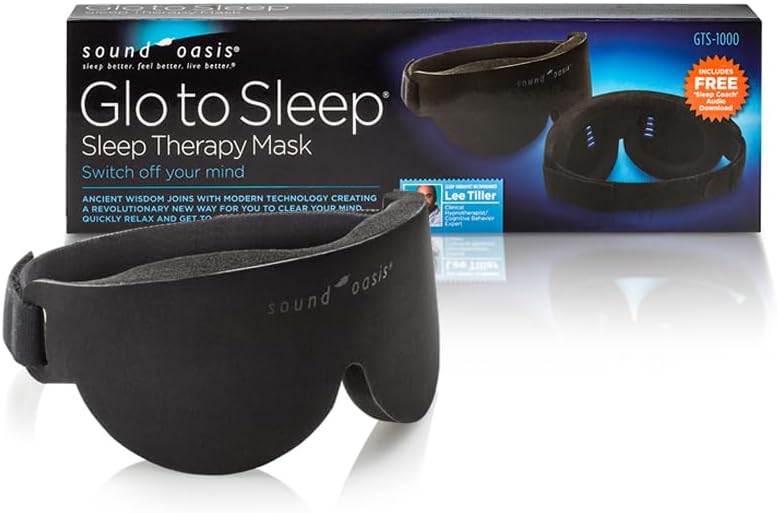 Glo to Sleep Eye Mask, Nighttime Adult Sleep Aid for Men & Women, Deep REM Sleep, Relaxation, Helps You Fall Asleep Quickly, Calm Your Mind, Relax Your Body, 100% Light Blocking