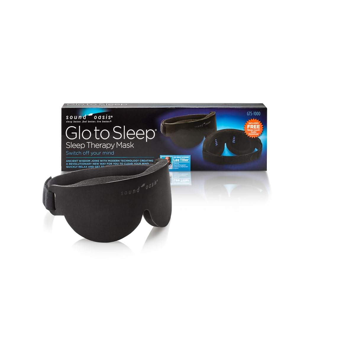 Glo to Sleep Eye Mask, Nighttime Adult Sleep Aid for Men & Women, Deep REM Sleep, Relaxation, Helps You Fall Asleep Quickly, Calm Your Mind, Relax Your Body, 100% Light Blocking