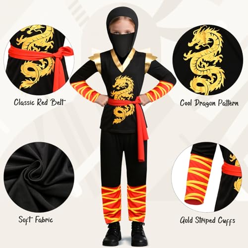 Disfraz infantil ninja 9 piezas para niños miniatura 5
