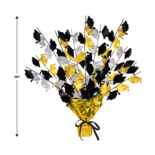 Beistle 50807-BKGDS Cap Gleam ‘n Burst Centerpieces 2-Piece Metallic Table Top Display Graduation Parties, Grad Ceremonies - Image 2