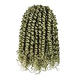 8 Packs Pre-twisted Passion Twist Crochet Hair for Black Women 8 Inch Passion Twist Hair Pre-looped Crochet Braids Bohemian Hair Synthetic Braiding Hair Extensions(12Strands/Pack,Olive Green#)