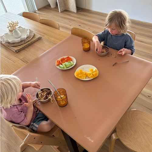 Image of Table Craft Mat to Protect Dining Table, 38"x39.4" Craft Mess mat Great for Childrens Crafts and Play Protect Your Furniture from Spills and Mess Easy to Clean, Heat Resistant (Terracotta, 38" 39.4")