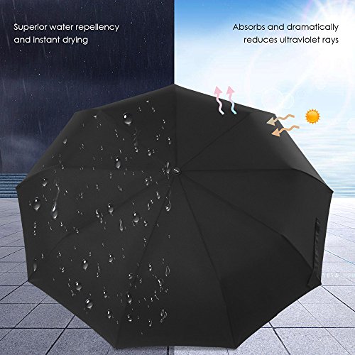 Large Windproof Travel Umbrella, Compact Folding Umbrellas For Sun Rain Windproof, Automatic Open Close Strong Wind Proof Rain Resistant Anti-Uv With 9 Ribs Waterproof Umbrella Collapsible For Men Women #TOP1