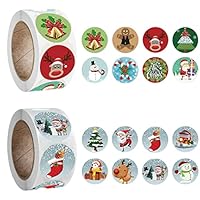 1000 Pcs Christmas Stickers, 2 Rolls 1.0\" Round Stickers - Self-Adhesive Christmas Tags & Gift Labels for Kids Presents