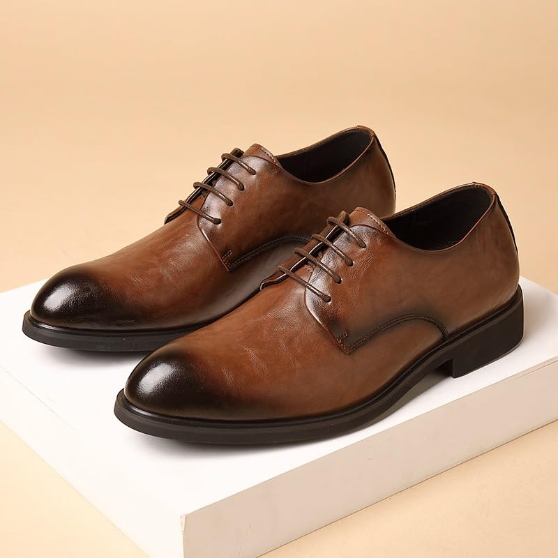 Men's Oxfords Shoes Men Classic Lace-up Formal Shoes Leather Dress Shoes Pointed Toe Derbys Business Shoes for Men(6.5)2