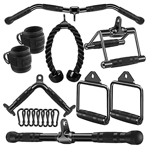 Triceps Pull Down Attachment, Cable Machine Accessories for Home Gym, LAT Pull Down Attachment Weight Fitness (Plus)