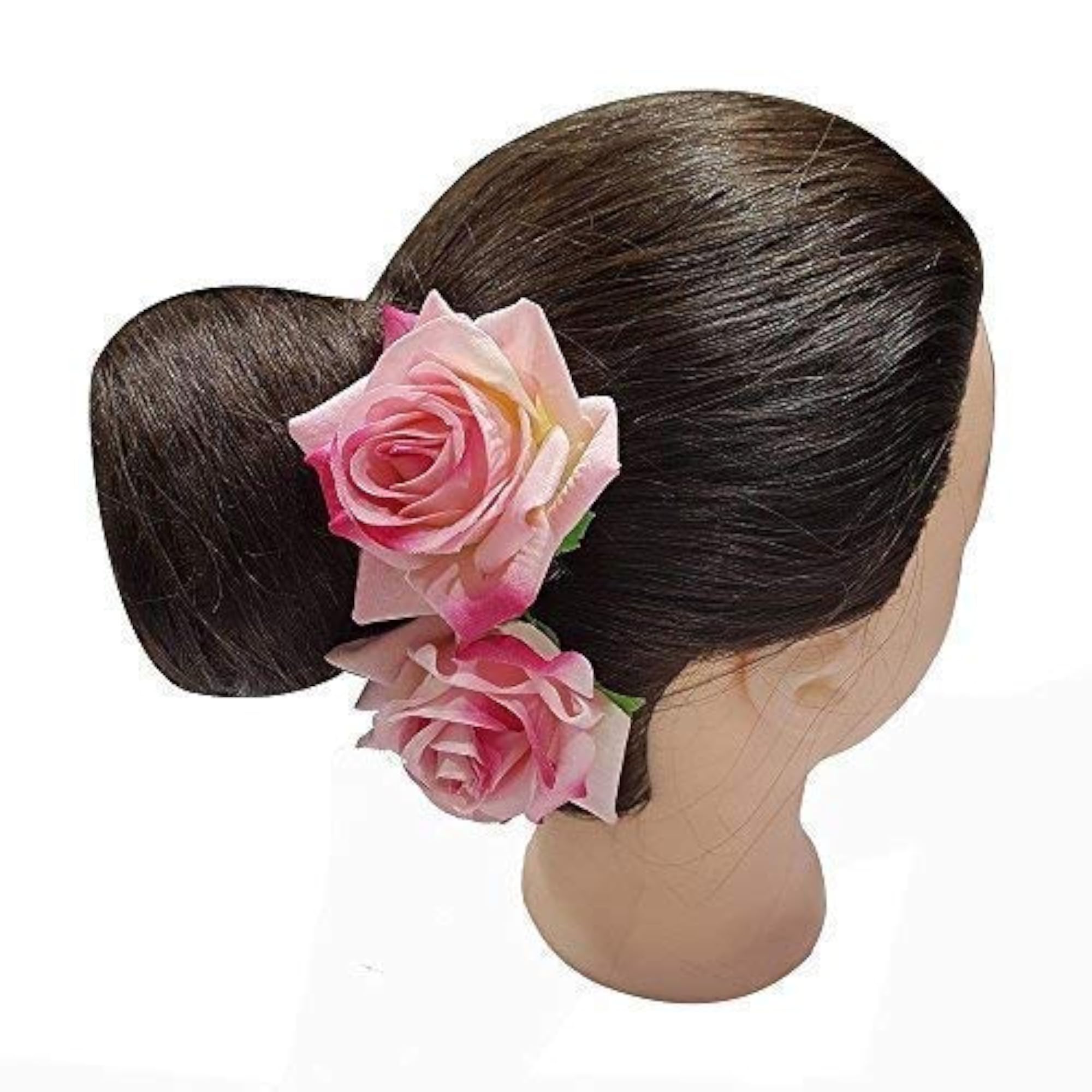 Premium Pink Rose Flower Hair Accessory, Pack of 3