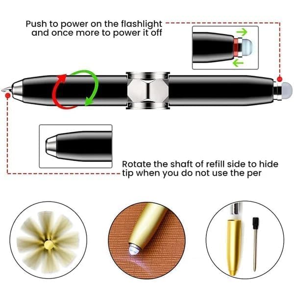 Image of Spinning Rotatable Finger - Non-Slip Coated Spinning Pen Mod with Weighted for Gaming Student Gift Pen for Business (Yellow, 1 Pcs)