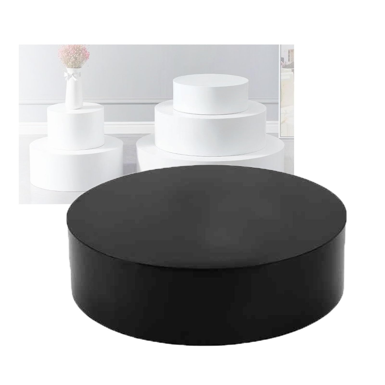 Présentoir rond sur pied noir 80x15cm pour robe de mariée et mannequins de vitrine