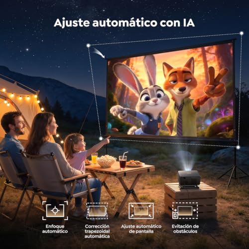 Miniatura 5 de Proyector 4K【Google TV 14.0/Official Apps/Auto Focus/Keystone】 Proyector portatil Control por Voz 1080P FHD Nativo HDR10,WiFi 6 & Bluetooth 5.3 SmartProyector para Exterior/Cine en Casa/Techo/HDMI
