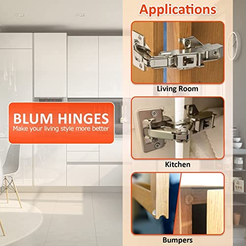 Blum 170 Degree Soft Close Cabinet Hinges Bundle Full Overlay Face Frame Hinges With Soft Close Adapter, Bumpers & Screws Lazy Susan Corner Cabinet Hinges Concealed European Hinges 2 Pack #TOP5