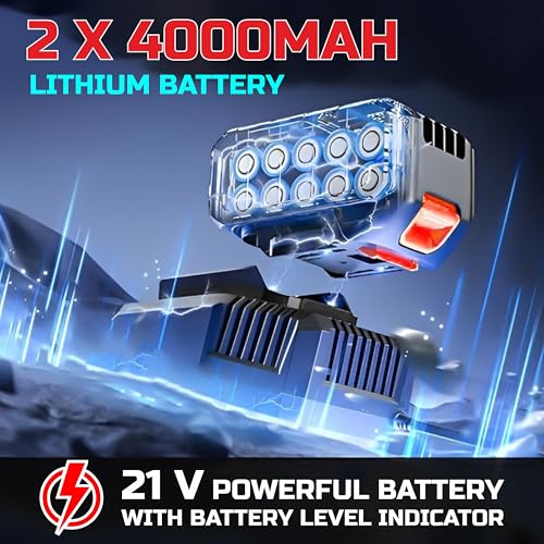 Image of TOMAHAWK 21V Brushless Cordless Angle Grinder TAG-4000, 8500RPM-Brushless Motor- 115mm- 4.0Ah Li-ion with fast charger-Variable Speed Control & Battery Indicator for Precision Grinding