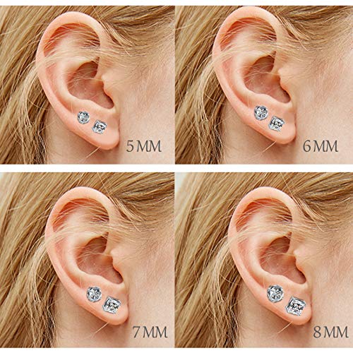 2 Pairs Stainless Steel Magnetic Stud Earrings for Men Women Non-piercing CZ Hypoallergenic Clip on Earring Magnetic Studs Earring 5-8MM(SE-21)4