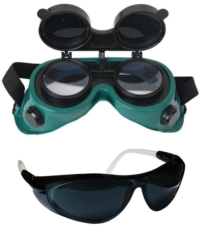 Vezual Green Flip Safety Goggles (Pack of 1) & Polycarbonate Tinted Black Glasses (Pack of 1) Eye Protective For Power Tool, Welding (B0CDHND2WY) Amazon Price History, Amazon Price Tracker
