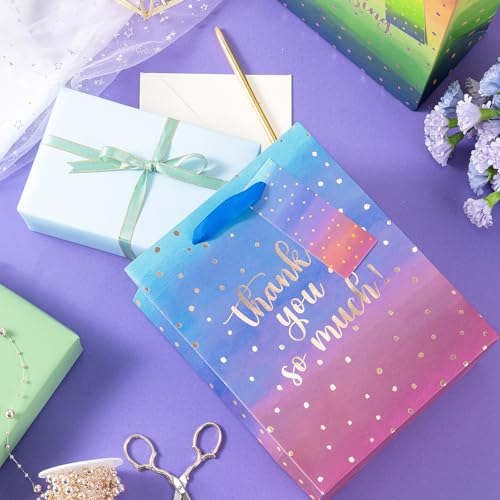 Image of Loveinside Medium Size Gift Bags, Employee Appreciation Thanks Pattern Gift Bag with Tissue Paper for Shopping, Parties, Wedding, Baby Shower, Craft-4 Pack, 7 inch X 4 inch X 9 inch