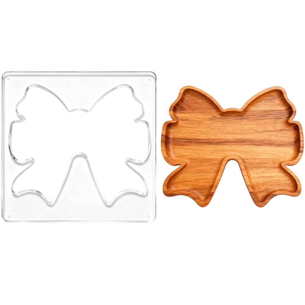 INFUNLY Bowknot Acrylic Router Template 11 inches Clear Router Inlay Template Bowtie Transparent Carving Templates for Woodworking Curvy Tracing Stencils Router Guide Tool for DIY Craft