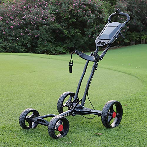 HSART 4 Wheel Folding Push Pull Golf Cart One-Click Disassembly Golf Trolley Lightweight