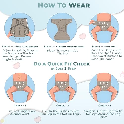 Image of Bembika A Plus Printed Cloth Diaper with Bamboo Charcoal Inserts for Babies Washable & Reusable Cloth Nappies for Baby Leakproof and Wetfree Adjustable Cloth Diapers -(BE2651)