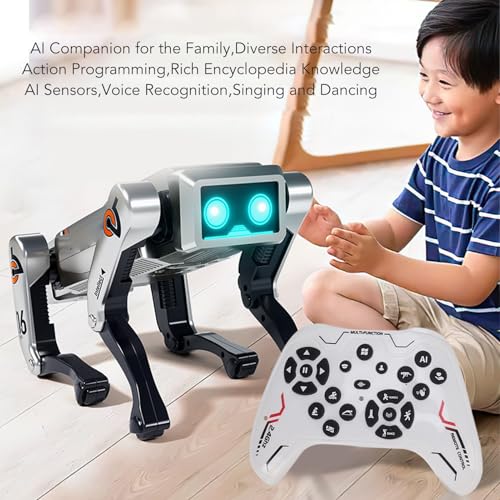 Perro Robot Programable, Control Remoto, Mascota Robótica Interactiva con IA para Niños y Adultos, con Música y Efectos de Luz para el Aprendizaje Stem