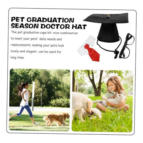 Set para perro Gorra y Corbata de graduación en rojo miniatura 5