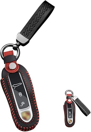 HIBEYO Funda para llavero Porsche Panamera Carman Macann Bobst Cayenne 911 970 981 991 996 92A Smart Remote Auto Key Shell Holder de cuero con