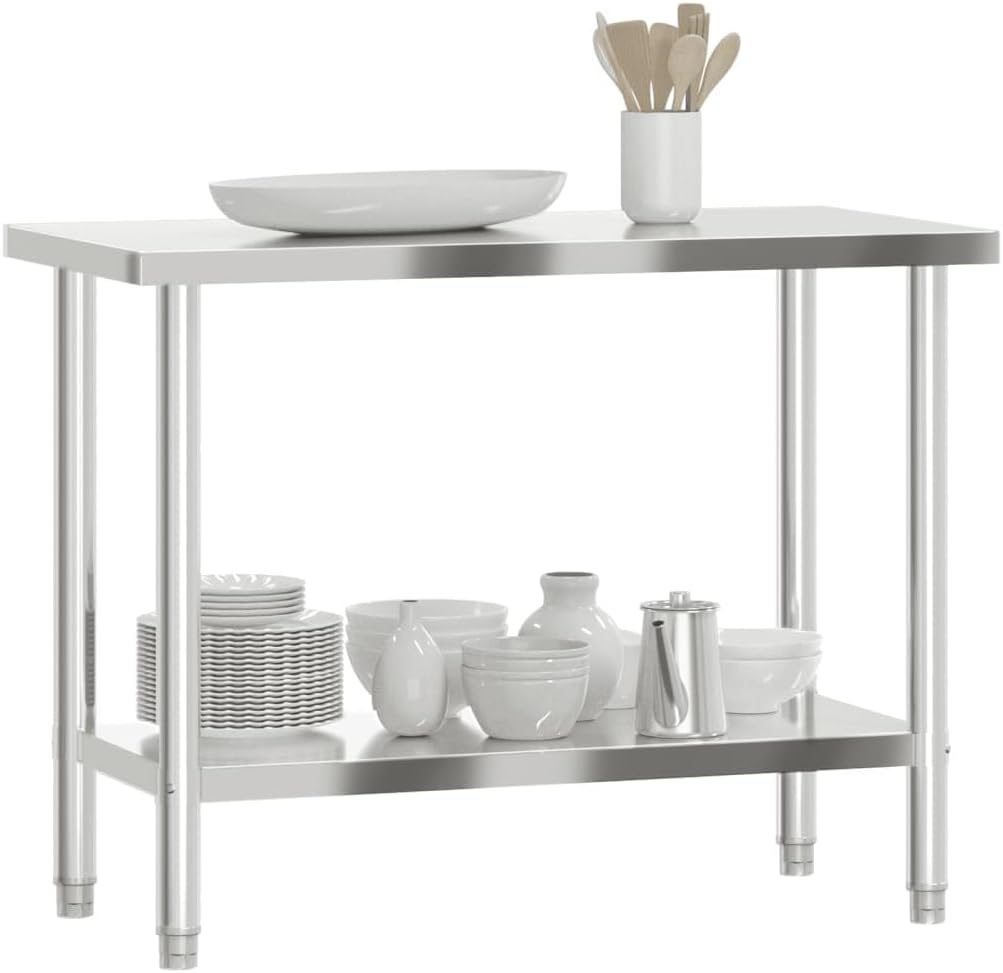 YAFF Kitchen Work Table 43.3"x21.7"x33.5" Stainless Steel,Food Service-376465