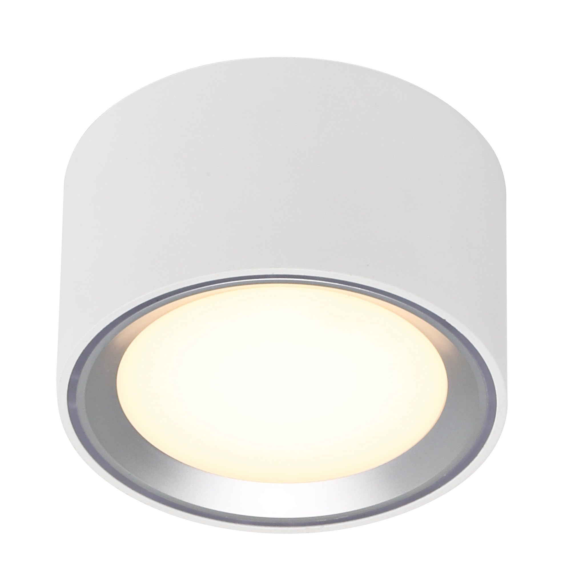 Nordlux FALLON LED Aufbaustrahler im 2er-Set – Dimmbar (3-Stufen Moodmaker™), 2700K Warmweiß, 500 Lumen, Schwenkbar, Weiß/Stahl – Ideal für Decke & Wand, energiesparend