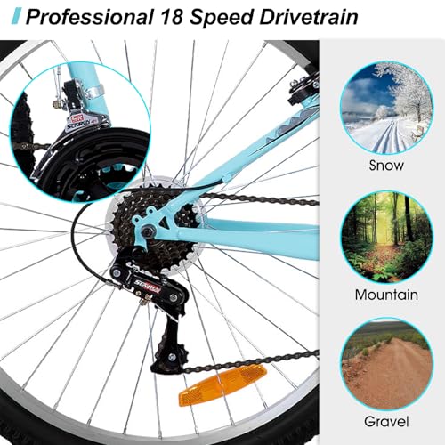 HILAND 26 Inch Womens and Mens Mountain Bike, 18 Speed Steel