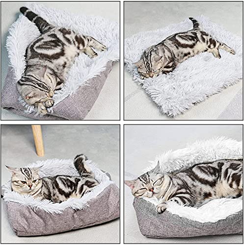 TUAKIMCE Katzenbett Waschbare 2 in 1 Katzenbett Katzendecke Flauschige Katzenbett Plüsch Weich Katze Schlafen Bett Schlafen Katzensofa katzenbettchen - Image 8