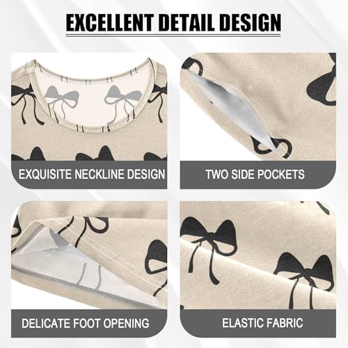 Black Bows Pajama Set Pajamas Sleepwear Nightwear Loungewear Clothes Set B04048674