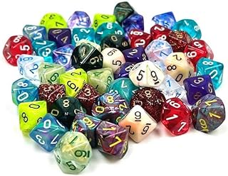 Assorted Mini Dice with Numbers D10 10mm (3/8in) Pack of 50 Chessex