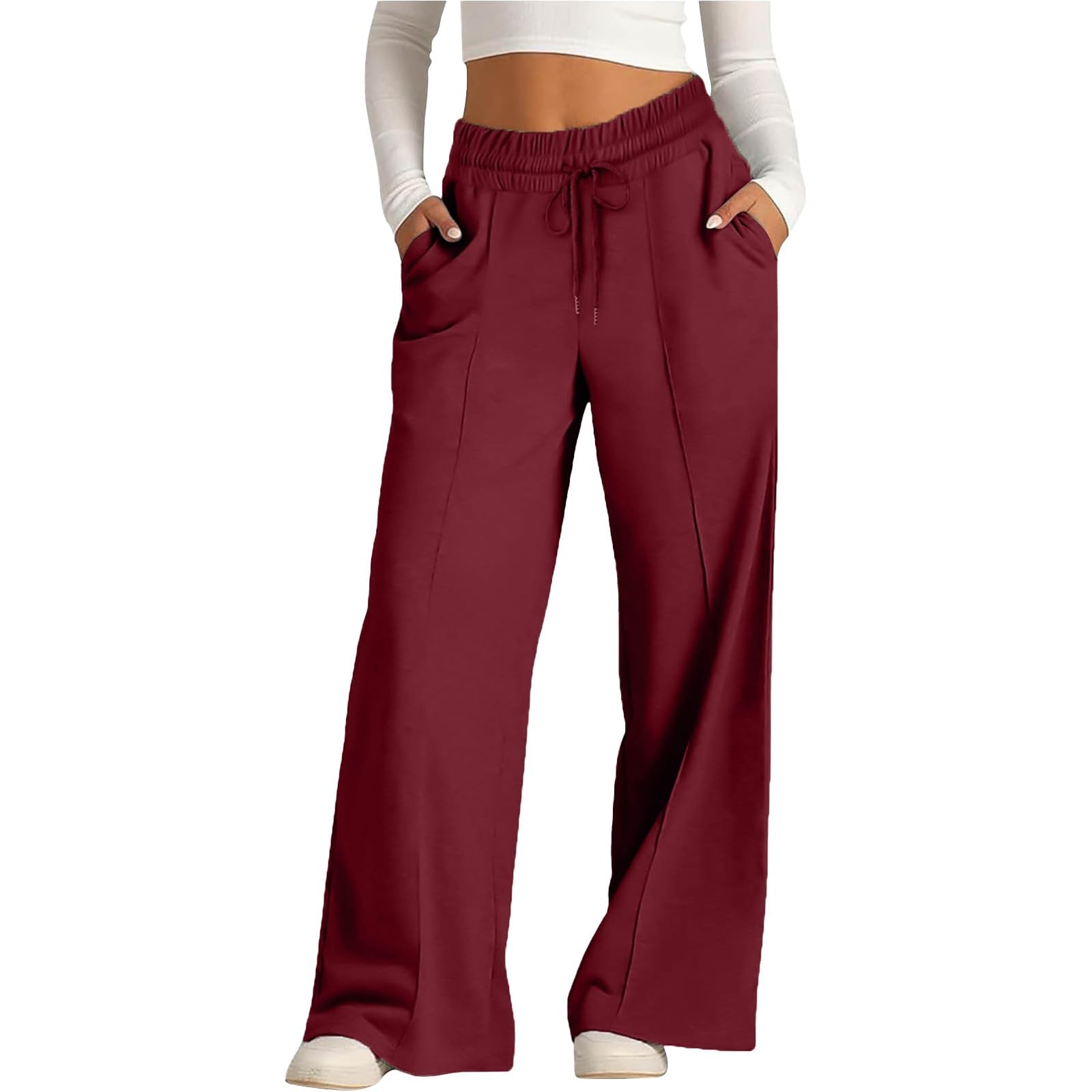 Pantalones de chándal para mujer, cálidos, largos, cintura alta, pantalones
