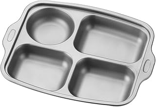 Titanium 4-Compartment Meal Plate – Portion Control Plate for Adults, Bento-Style Divided Dinner Tray for Weight Loss, Healthy Eating & Meal Prep (25cm x 22cm, Non-Slip) (Titanium color)
