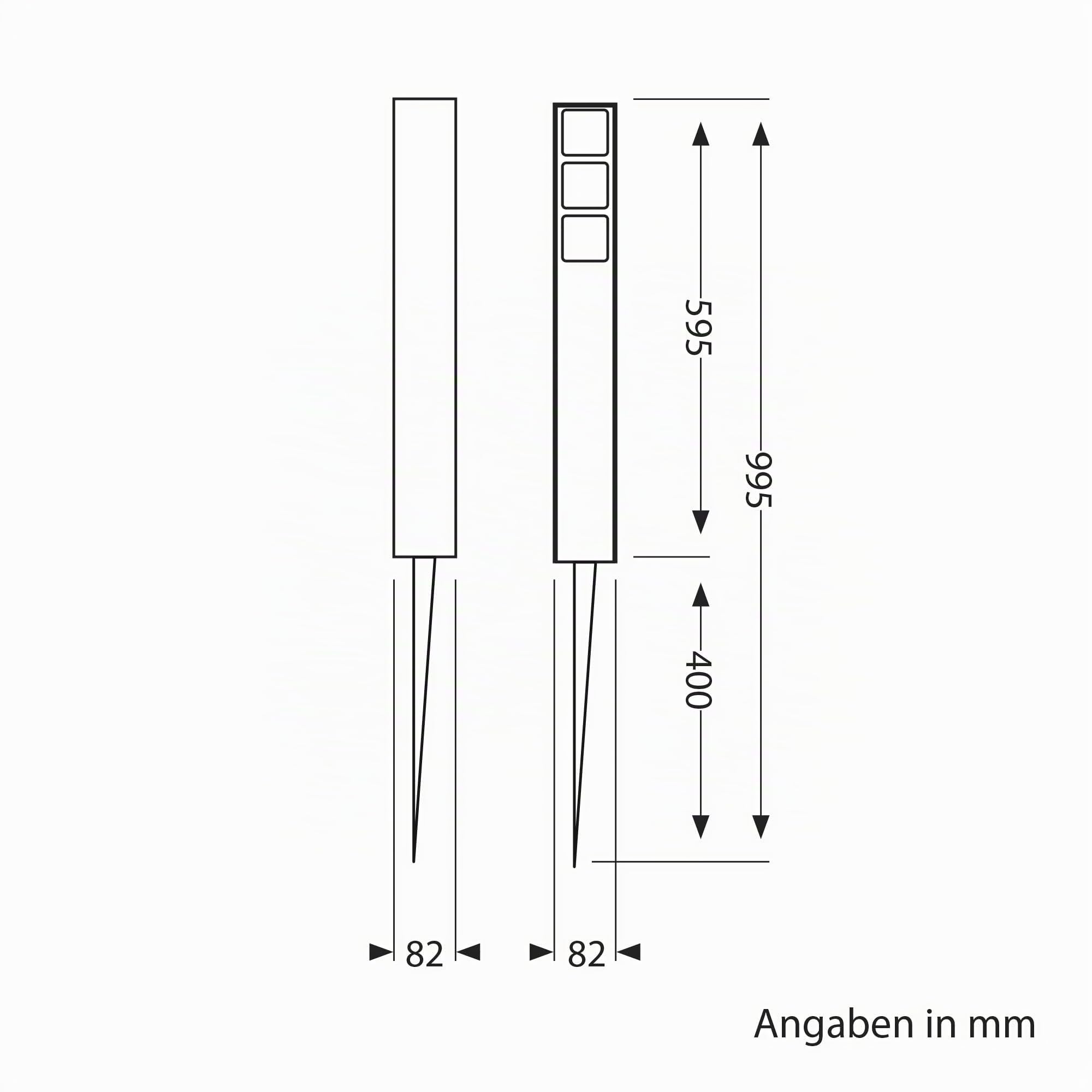 ledscom.de Garten-Steckdosen-Säule PODEL mit Erdspieß für außen, IP44, 3-Fach, anthrazit, eckig, 60cm