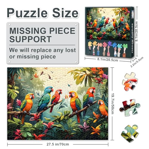 Rompecabezas de loros para adultos, juego de desafío familiar de 1000 piezas decorativo 3