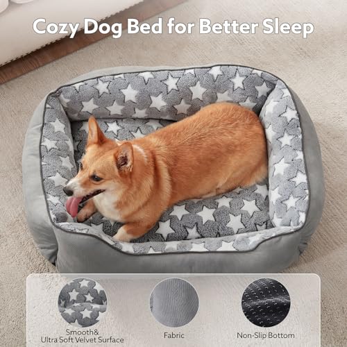 SIWA MARY Rectangle Dog Bed for Small Medium Dogs, Calming Dog Bed Small Size Dog, Orthopedic Dogs Sofa Bed, Washable Soft Calming Sleeping Soft Puppy Bed, Anti-Slip Bottom, Grey, S (20"x 19"x 6") - Image 6