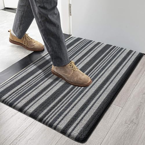 Image of Luxe Home Cuba PVC Door Mats Loop Utillity Anti Fatigue - Stripe Blue - Cushioned, Non Slip, Washable - Indoor Outdoor Mats for Home, Kitchen, Garage More (51x99 cm)