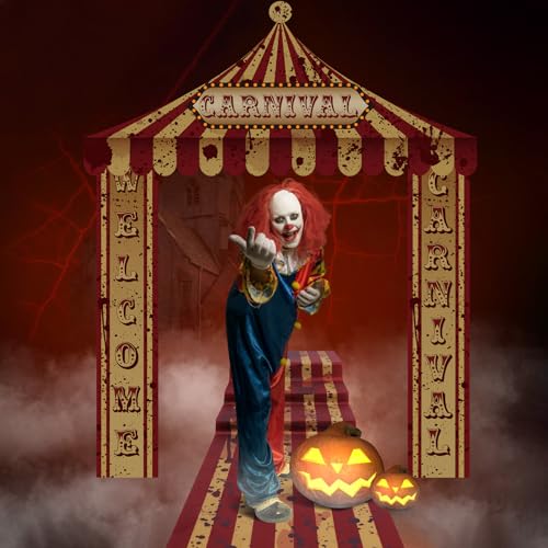 Image of Fanfanwin 4 Pcs Circus Tent Decorations Carnival Halloween Party, Creepy