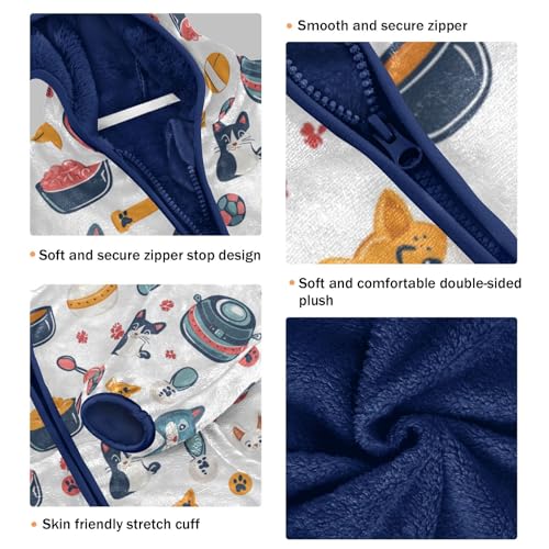 Cartoon Pet Food Girls Fleece Jacket Girls Fall Jacket Boys Coats Zip Up Hoodie Children Sherpa Warm Outerwear 2-10T3