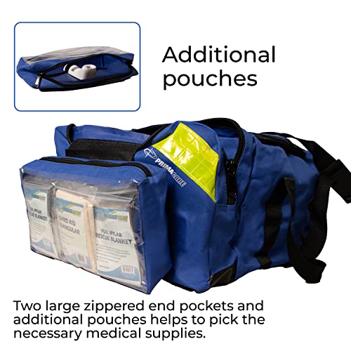 Image of Primacare KB-4135-B First Responder Bag for Trauma, 21 inchx12 inchx9 inch, Professional Compartment Kit Carrier for Emergency Medical Supplies, Blue