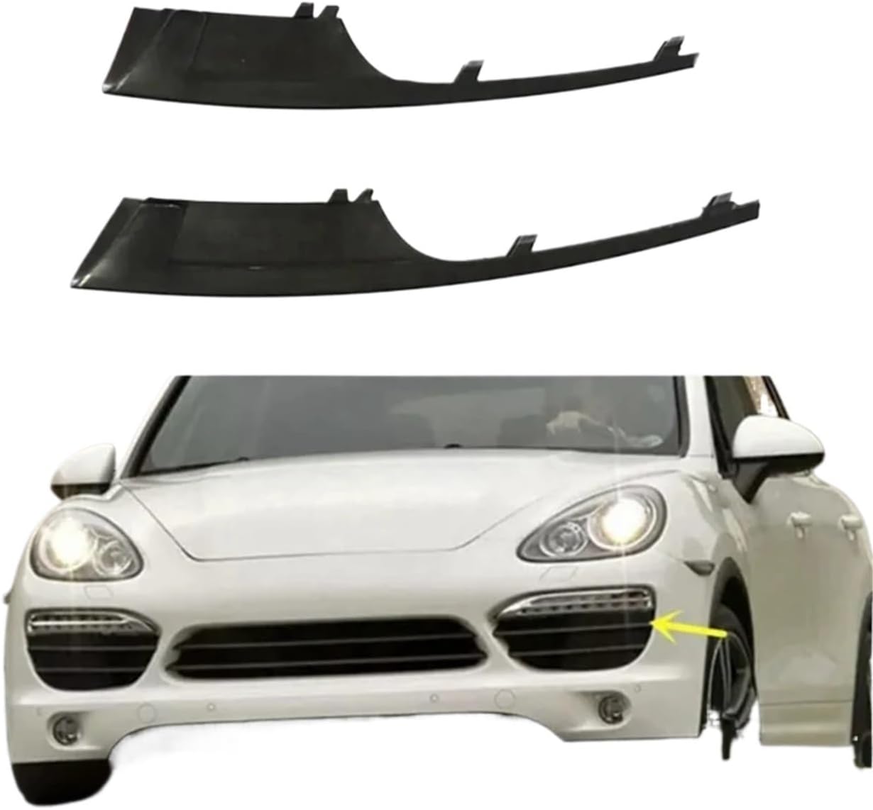 Front Bumper Upper Grille Molding Trim For Porsche For Cayenne 2011-2014 LTXFSD(Black Left)