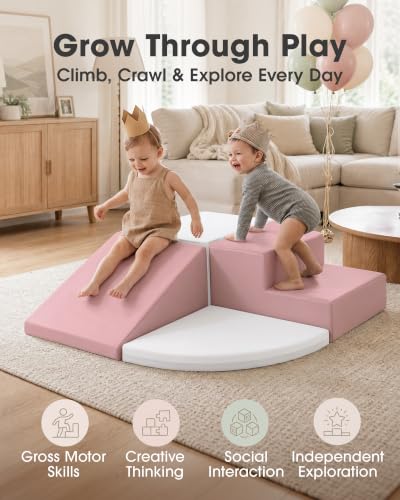 Image of little dove PU Leather 4-Piece Foam Climbing Blocks for Toddlers 1-3