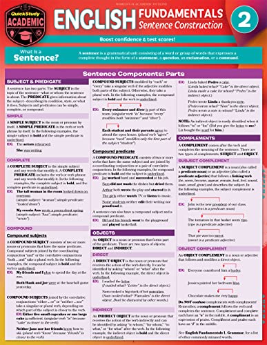 English Fundamentals 2 - Sentence Construction: QuickStudy Language Arts Laminated Reference & Study Guide - Image 2