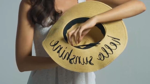 Sombrero de Playa Cruzable con Cinta Bordada para Mujer miniatura 5