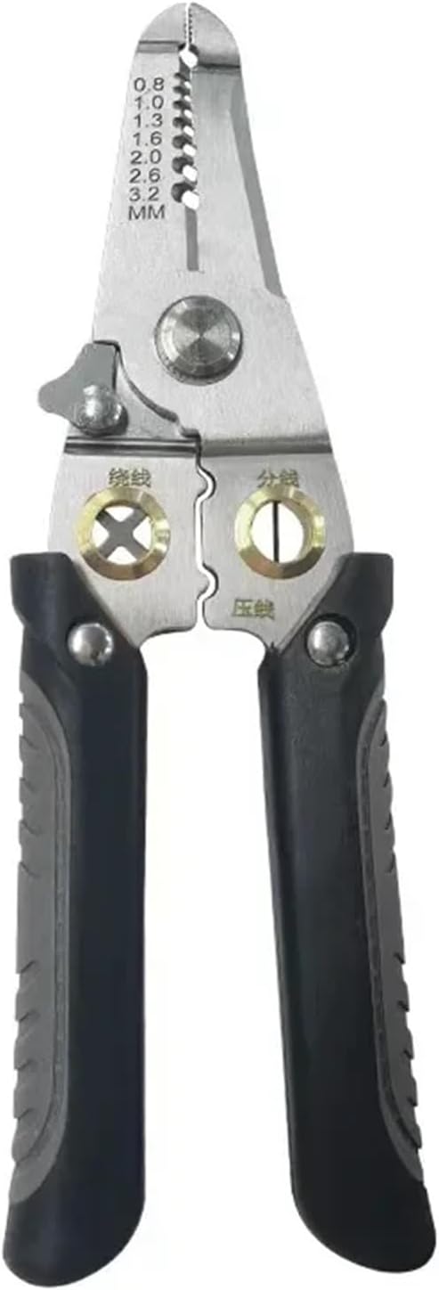 6 In 1 Wire Stripper Special Manual Wire Pliers Electric Cable Stripping Cutting Cable Stripper Crimping Multi Tool Peeler(Gray)