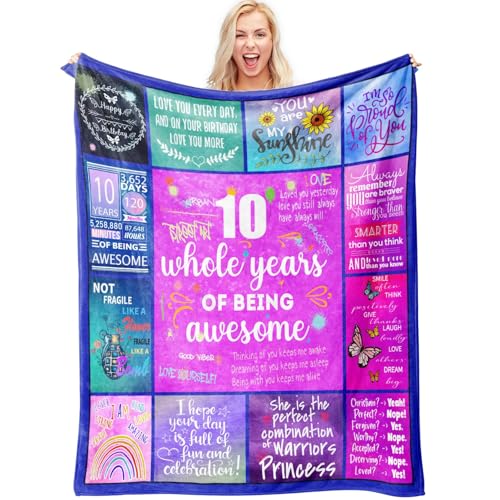 Rioa Geschenke für 10-jährige Mädchen, 10. Geburtstag für Mädchen, Teenager-Mädchen, Geschenke für 10-jährige Mädchen, Geschenkideen, 10-jährige Geschenke, Geburtstagsgeschenke für 10-jährige Decke,