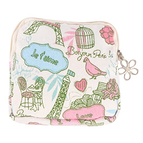 FOMIYES Portable Sanitary Napkin Storage Bag for Purse, Cotton Menstrual Pouch Storage Bags with Zipper for Teen girls for School ï¼ˆ 1PCS ï¼‰