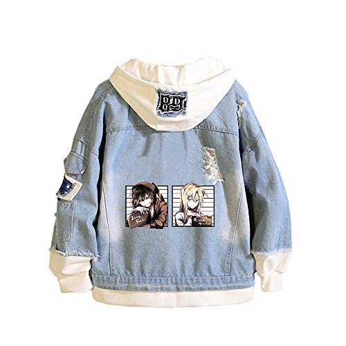 COSABZ Anime Angels of Death Jackets Jeans Hoodie Sweatshirt Plus Size Couple Coats Harajuku Streetwear (Medium) Blue